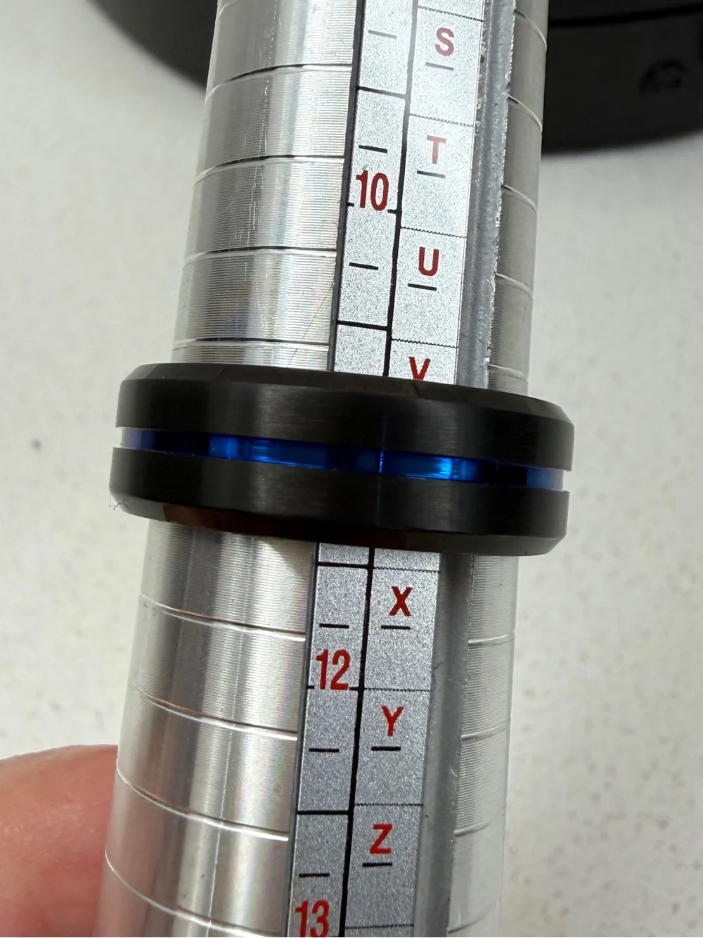 Men’s Black & Blue Titanium Ring Size 11
